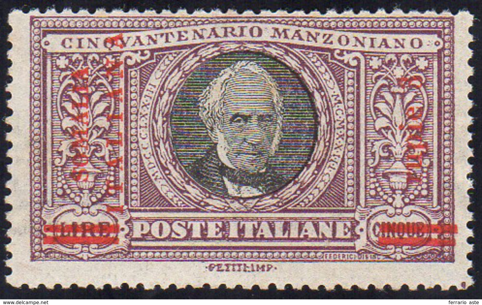 1924 - 3r. Su 5 Lire Manzoni (60), Gomma Integra, Perfetto. Sorani, Cert. Ferrario.... - Somalië