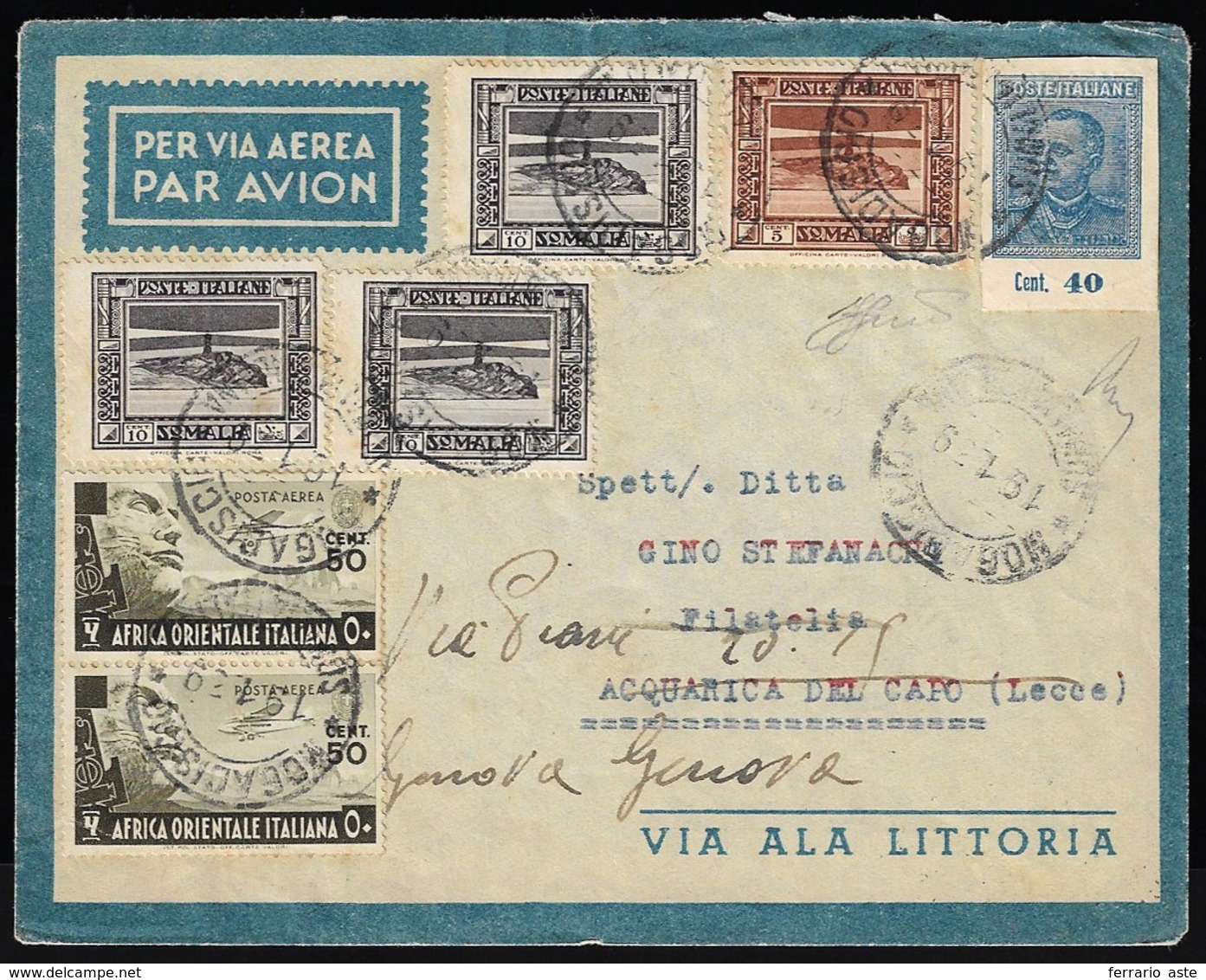 1939 - 40 Cent. Giubileo, Ritaglio Di Bollettino Pacchi Postali, 5 Cent., 10 Cent., Tre Esemplari Pi... - Somalië