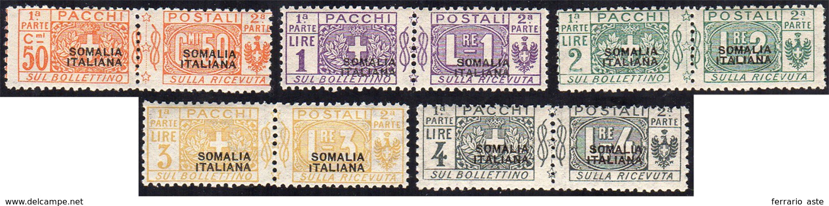 PACCHI POSTALI 1923 - Soprastampati "Somalia Italiana", II Tipo, Non Emessi (10/14), Gomma Integra, ... - Somalië