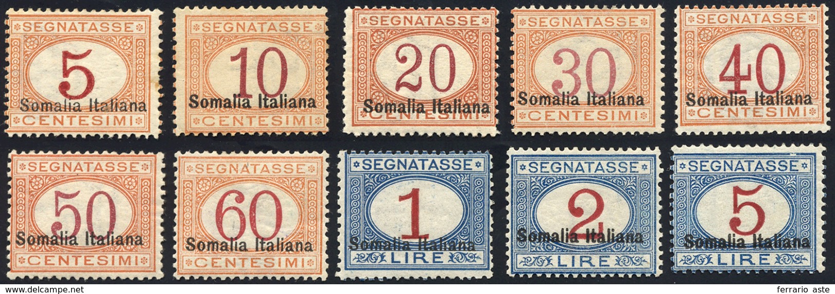 SEGNATASSE 1920 - Soprastampati In Basso (23/30), Gomma Integra, Ad Eccezione Del 5 Cent., Perfetti.... - Somalia