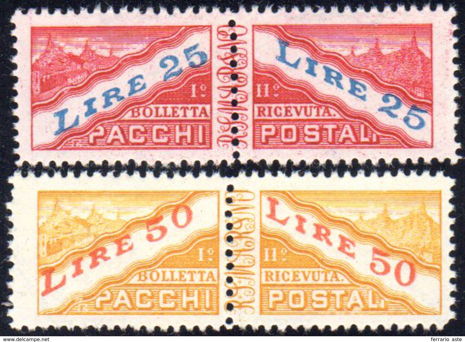 1946 - 25 Lire E 50 Lire, Filigrana Corona (31/32), Gomma Integra, Perfetti.... - Paquetes Postales