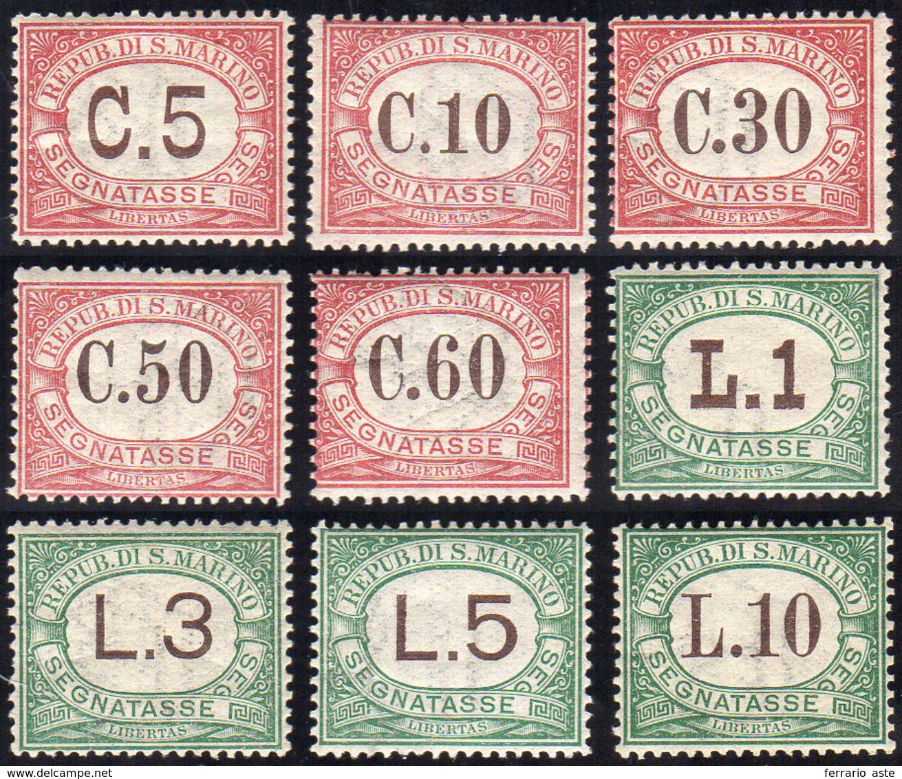 1924 - Colori Cambiati (10/18), Alti Valori Ben Centrati, Gomma Integra, Traccia Di Linguella Per Il... - Timbres-taxe