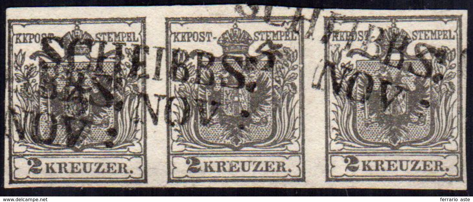 AUSTRIA 1850 - 2 Kr. Grigio Nero, Carta A Mano (3), Sriscia Di Tre, Perfetta, Usta A Scheibbs 5/11. ... - Andere-Europa