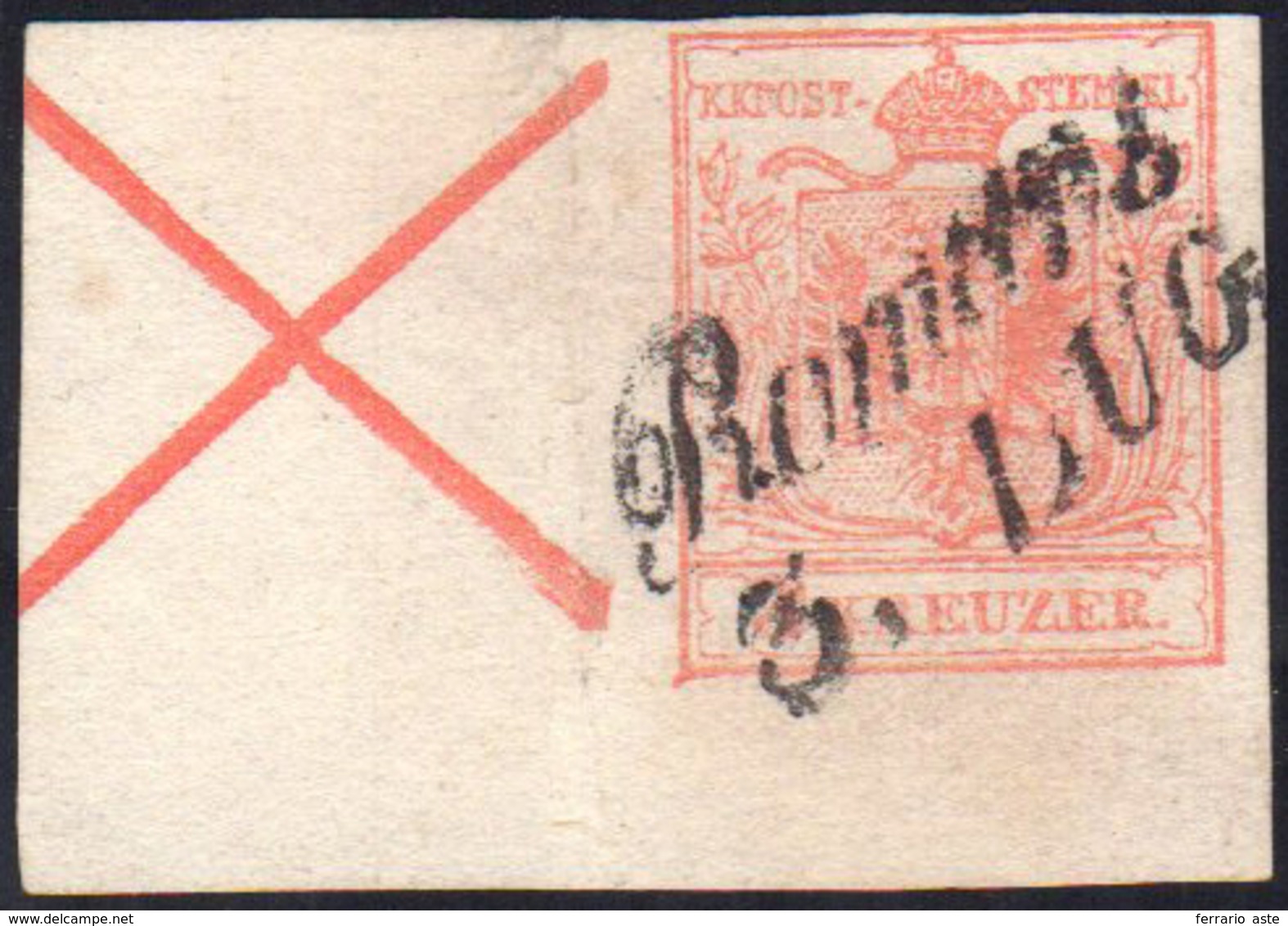 AUSTRIA 1854 - Carta A Macchina (3/I), Croce Di Sant'Andrea A Sinistra, Difetti, Usato A Romans 3/7.... - Europe (Other)