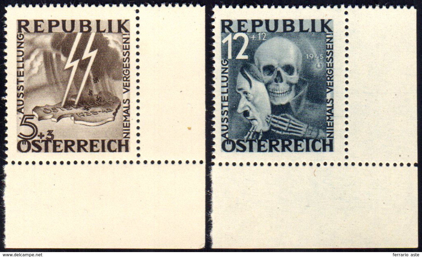 AUSTRIA 1946 - Mostra Antifascista, Non Emessi (645A/645B), Angolo Di Foglio, Gomma Integra, Perfett... - Autres - Europe