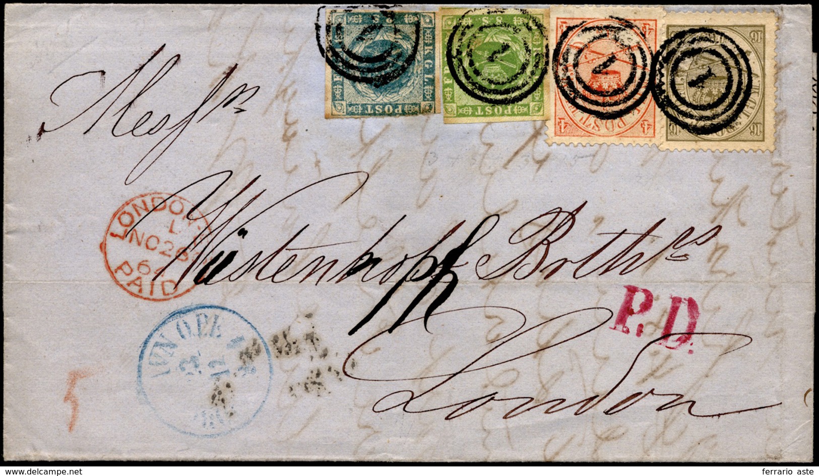 DANIMARCA 1864 - 2 S. E 8 S. Stemma, In Affrancatura Mista Con 4 S. E 16 S. (3,5,13,15), Su Lettera ... - Europe (Other)