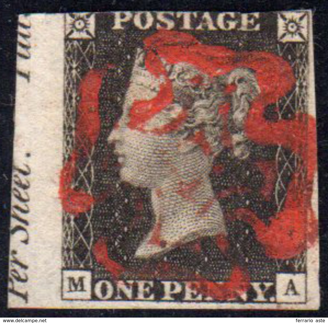 GRAN BRETAGNA 1840 - 1 P. Penny Black (1), Bordo Di Foglio A Sinistra, Leggermente Intaccato In Alto... - Andere-Europa