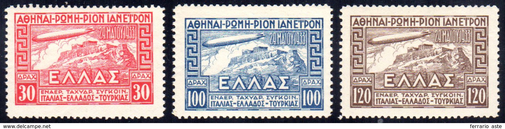 GRECIA POSTA AEREA 1933 - Zeppelin Roma - Rio De Janeiro (5/7), Gomma Integra, Perfetti.... - Europe (Other)