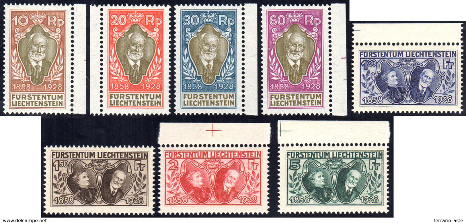 LIECHTENSTEIN 1928 - 70°anniversario Principe Giovanni II (82/89), Gomma Integra, Perfetti.... - Sonstige - Europa