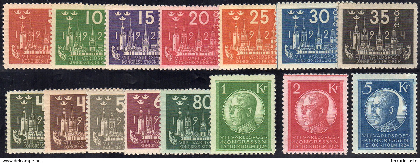 SVEZIA 1924 - Congresso UPU, Serie Completa Di 15 Valori (163A/177), Il 2 K. Con Filetto Di Inquadra... - Andere-Europa