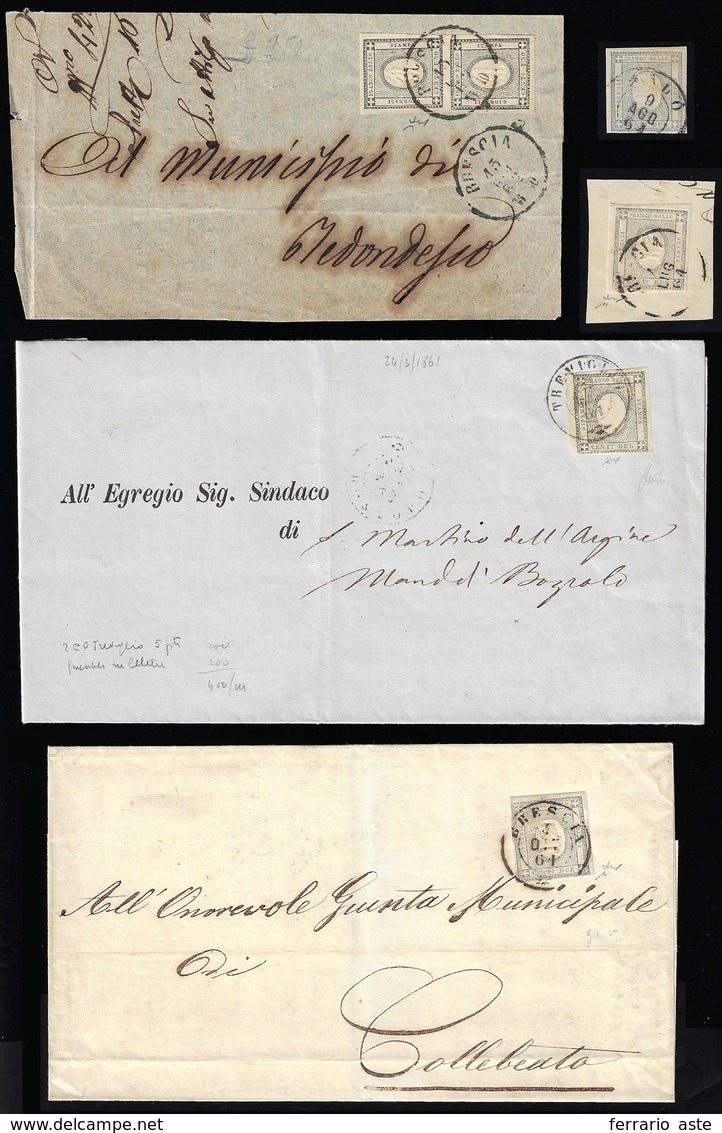 SARDEGNA 1861 - 1 E 2 Cent. Per Stampati (19/20), Due Esemplari Usati, Due Lettere E Un Frontespizio... - Sonstige & Ohne Zuordnung