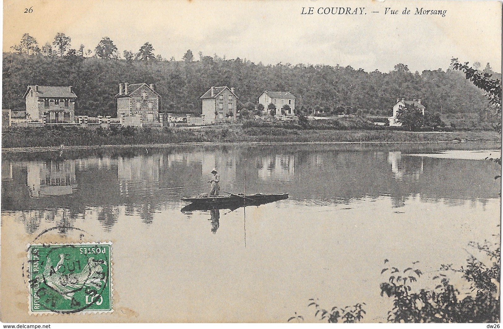Le Coudray (Eure-et-Loir) Vue De Morsang, Pêcheur En Barque - Carte N° 26 - Sonstige & Ohne Zuordnung