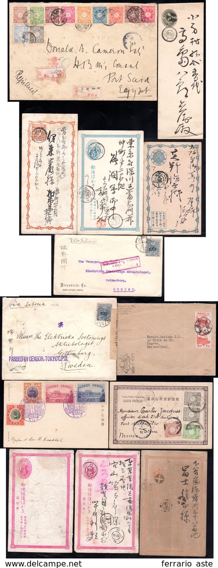 GIAPPONE 1900/1926 - Tredici Lettere Affrancate/interi Postali Del Periodo, Con Alcune Buone Presenz... - Otros & Sin Clasificación