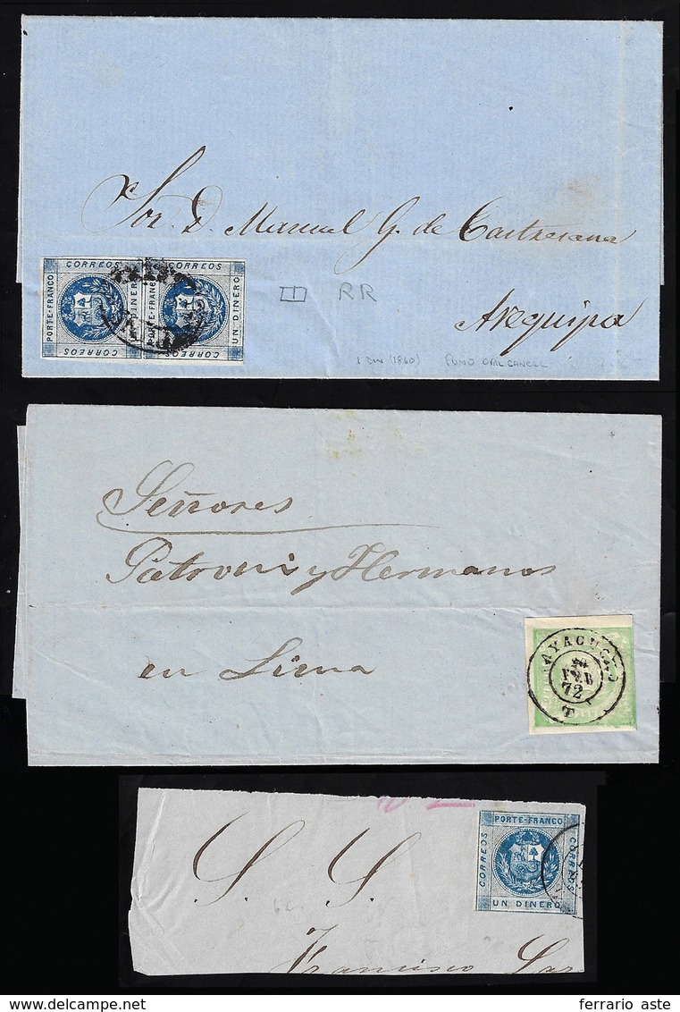 PERU' 1860/1870 - Un Frammento E Due Lettere Affrancate Del Periodo. Buona Qualità.... - Otros & Sin Clasificación