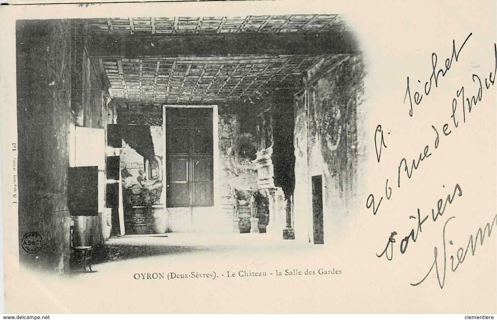 TP N ° 83 Seul Sur Carte Postale De Oyron Avec Cad De Poitiers Gare, Tarif Imprimés - 1877-1920: Semi Modern Period