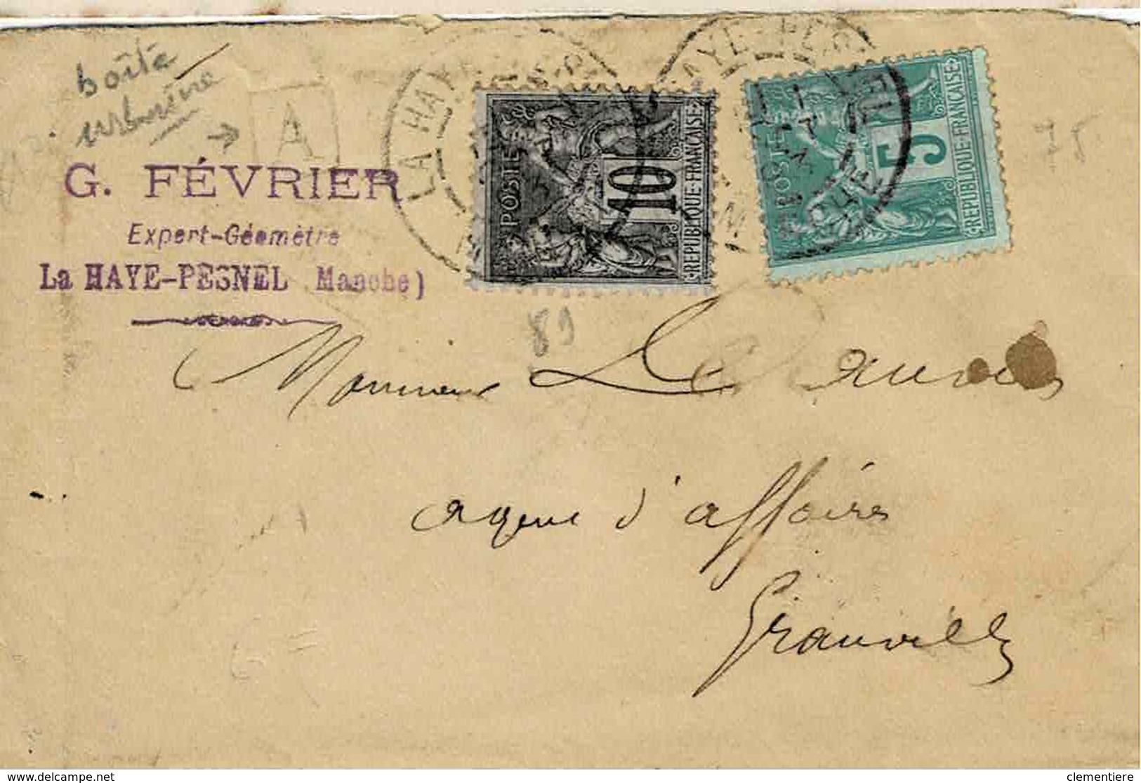 TP N ° 89 Et 75 Sur Enveloppe De La Haye Pesnel Avec Cachet Boite Urbaine "A" - 1877-1920: Semi Modern Period