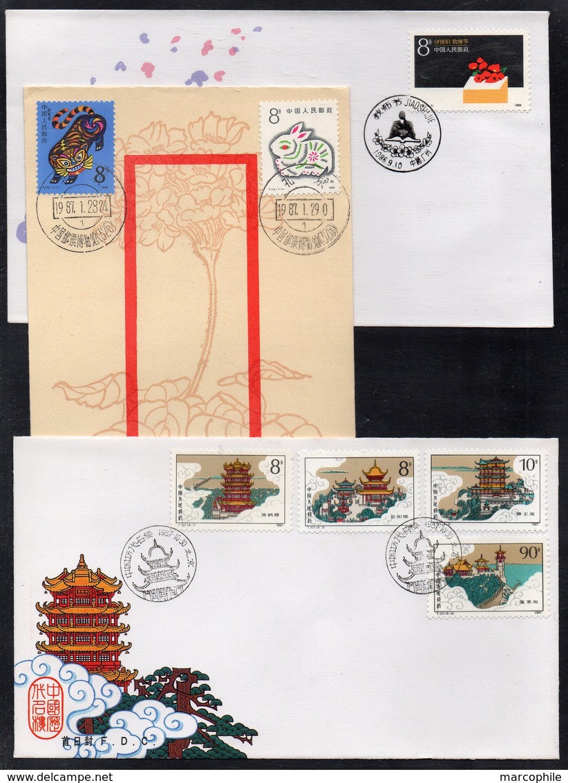 PR CHINA - CHINE / 1986-1987 - 3 ENVELOPPES FDC (7061) - 1980-1989