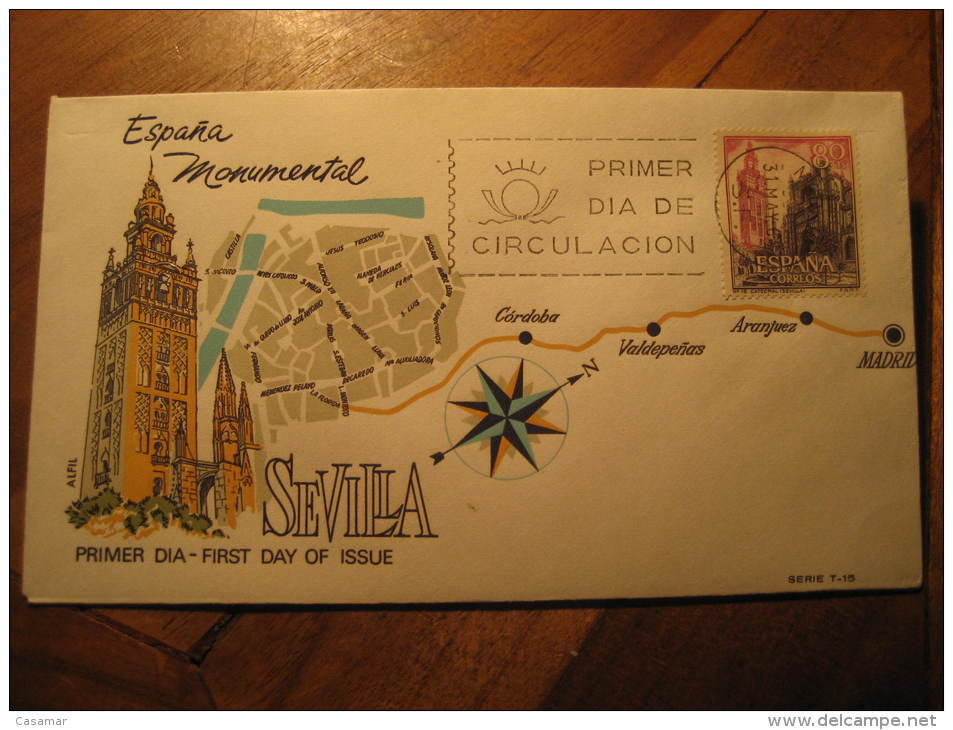 SEVILLA 1965 Catedral Cathedral Religion Architecture Fdc Spain Spd Cancel Cover Madrid - Cartas & Documentos