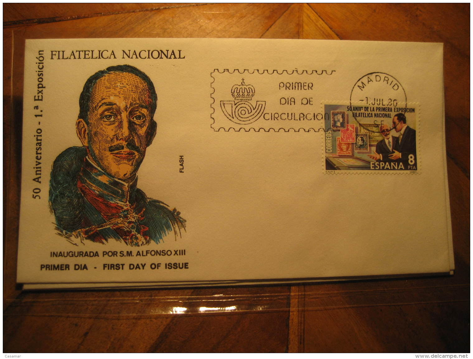 1980 Edifil 2576 50 Aniversario I Exposicion Filatelica Alfonso XIII Royalty Stamp On Stamp SPD FDC Spain - FDC