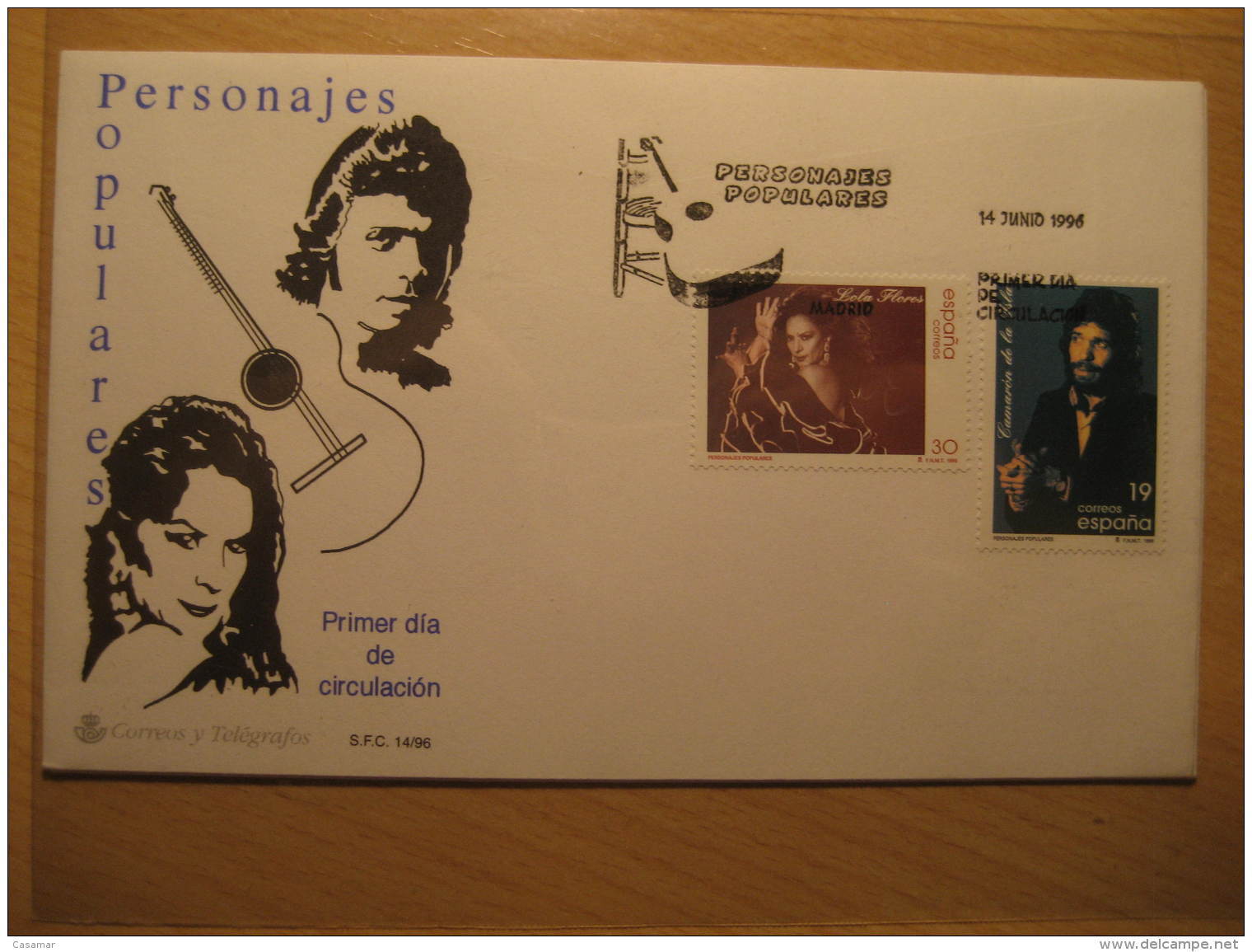 1996 Edifil 3442/3 Camaron De La Isla Lola Flores Flamenco Music SPD FDC Spain - FDC