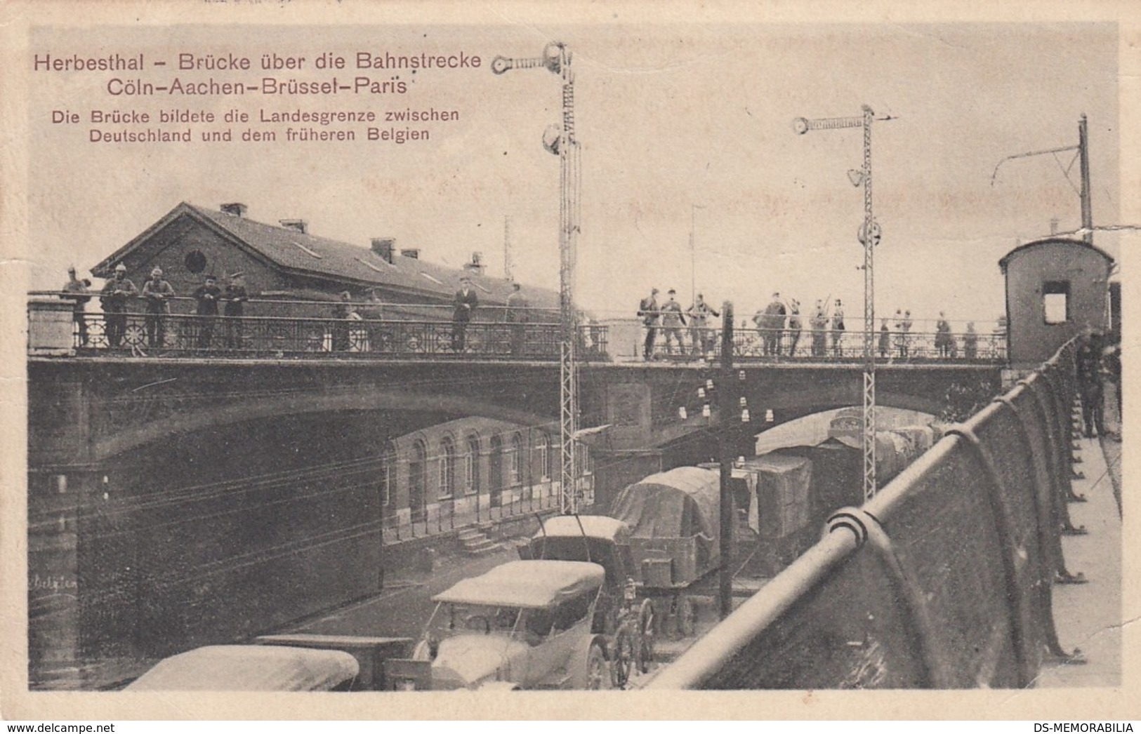 Herbesthal Bahn Strecke Coln-Aachen-Brussel-Paris , Landesgrenze Grenze Deutschland-Belgien Border Germany-Belgium 1915 - Lontzen