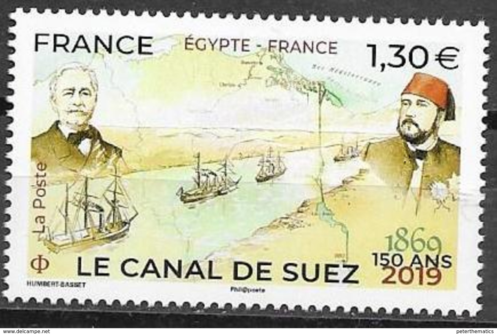 FRANCE, 2019, MNH,SUEZ CANAL, SHIPS, 1v - Sonstige & Ohne Zuordnung