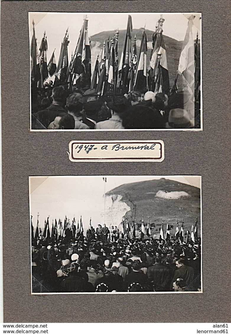 LOT DE 4 PHOTO HISTORIQUE BRUNEVAL 1947 DISCOURS DU GENERAL DE GAULLE Inauguration Monument - War, Military