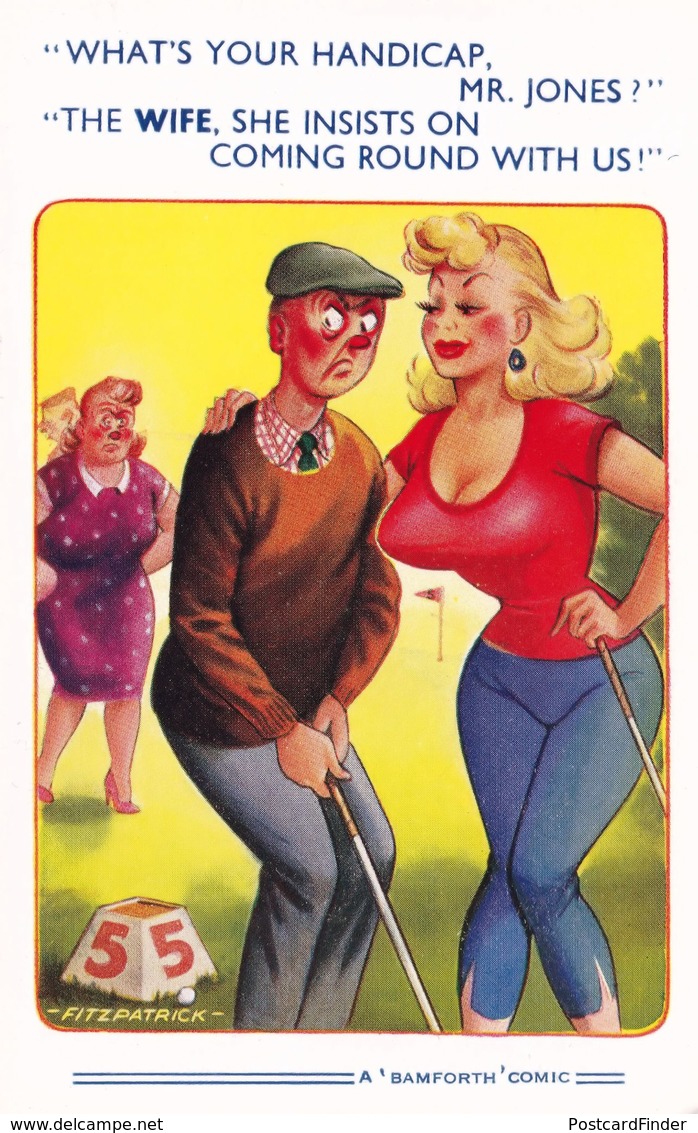 Golf Handicap Caddy With Huge Boobs Comic Humour Postcard - Humor