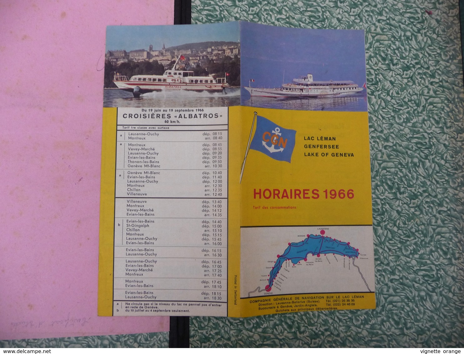 HORAIRES 1966 Croisières Bateaux ALBATROS ( Lac Léman Genfersee Lake Of Geneva - Reiseprospekte