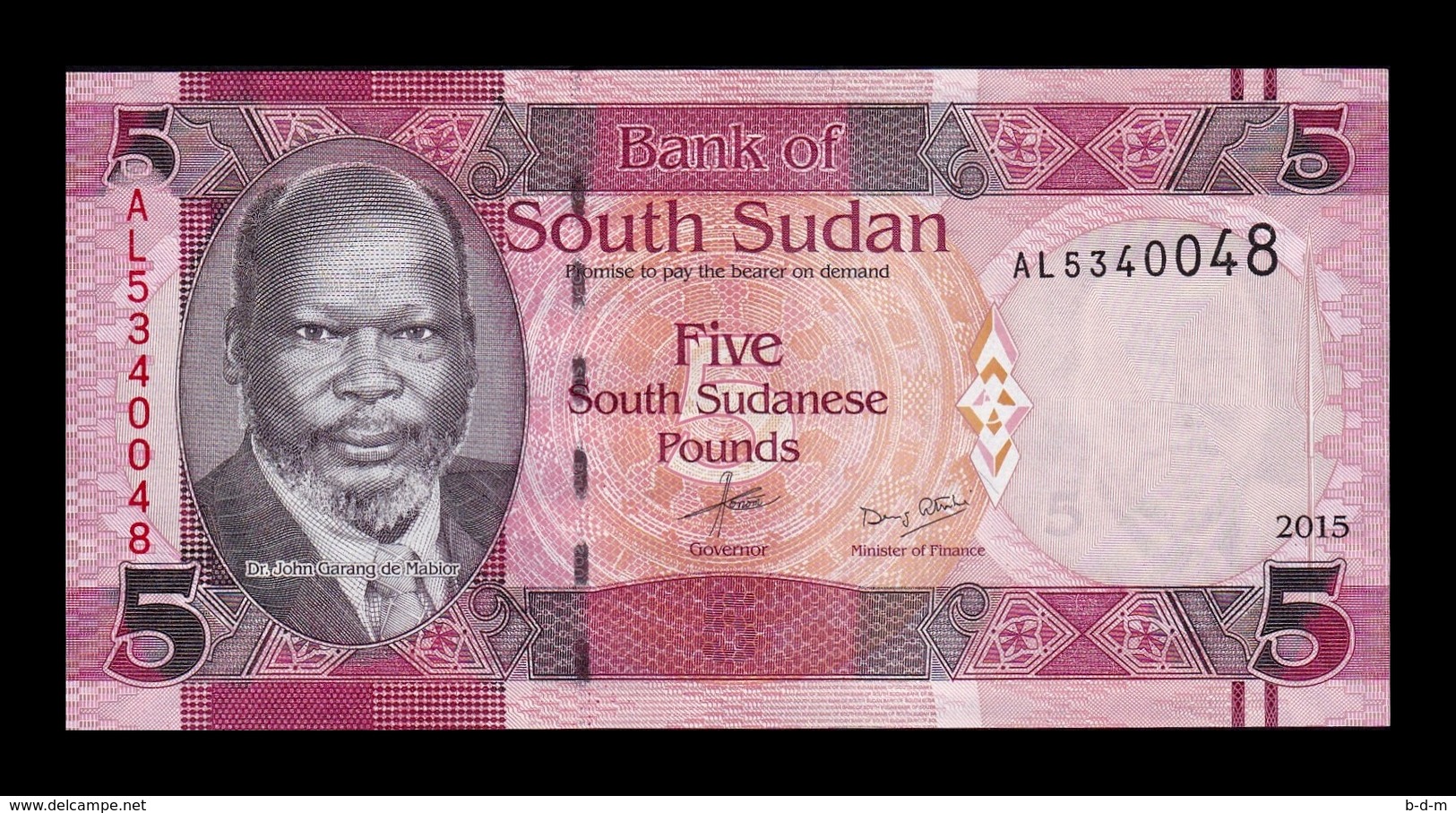 South Sudan Del Sur 5 Pounds 2015 Pick 11 SC UNC - South Sudan