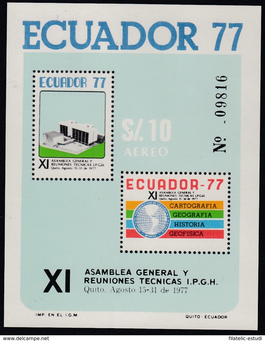 Ecuador Hojita Block 31 1977 XI Asamblea General Y Reuniones Técnicas MNH - Altri & Non Classificati