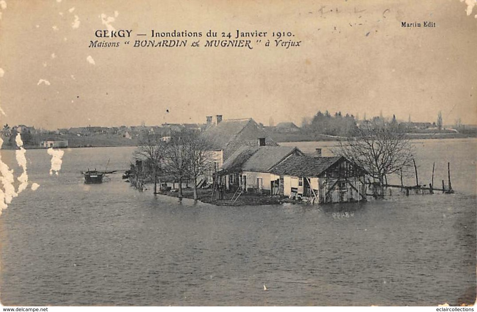 Gergy        71         Inondations 1910. Maisons Bonardin Et Mugnier A Verjux  (Pour état Voir Scan) - Autres & Non Classés