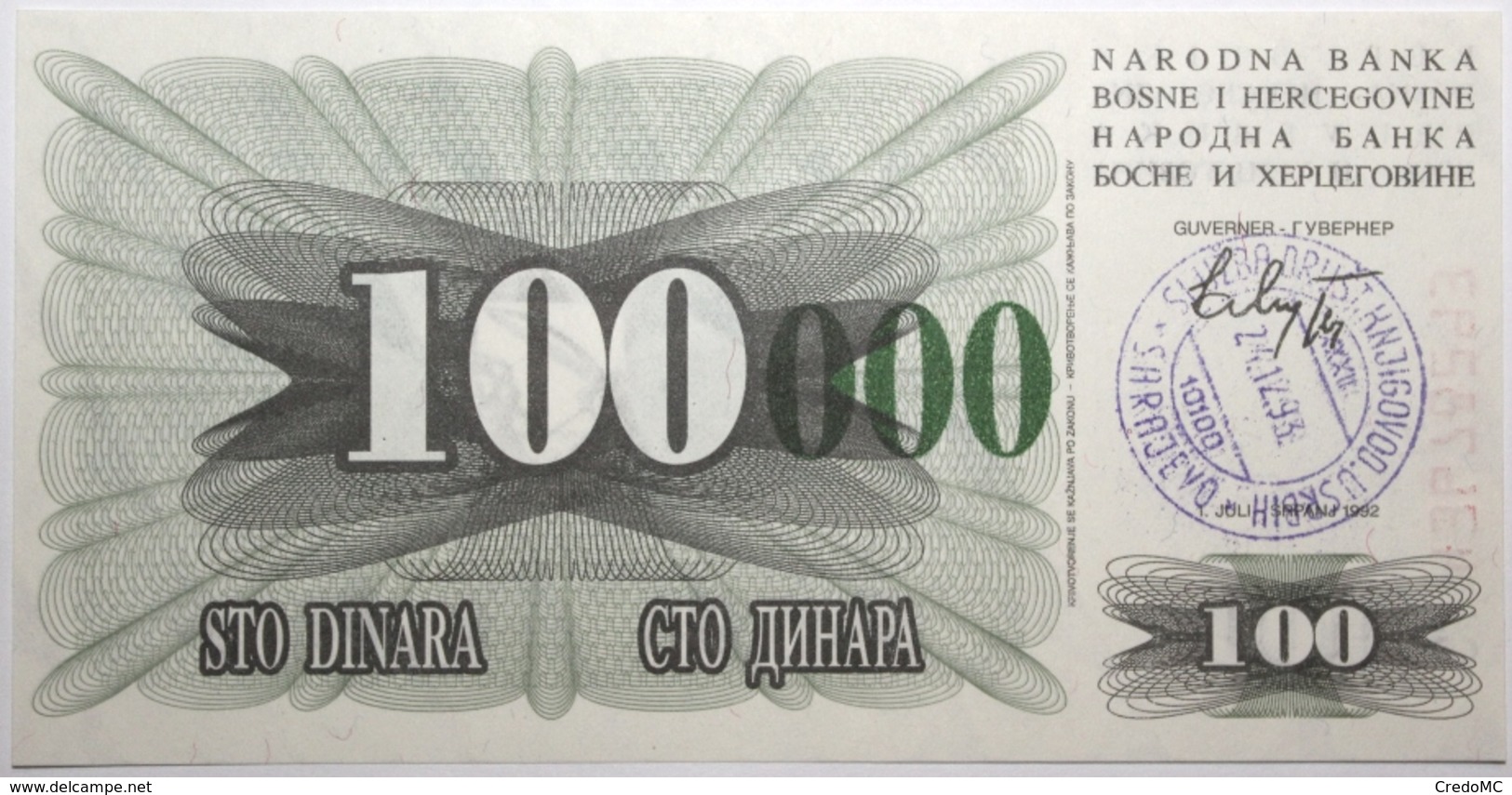 Bosnie-Herzégovine - 100000 Dinara - 1993 - PICK 56i - NEUF - Bosnia Erzegovina