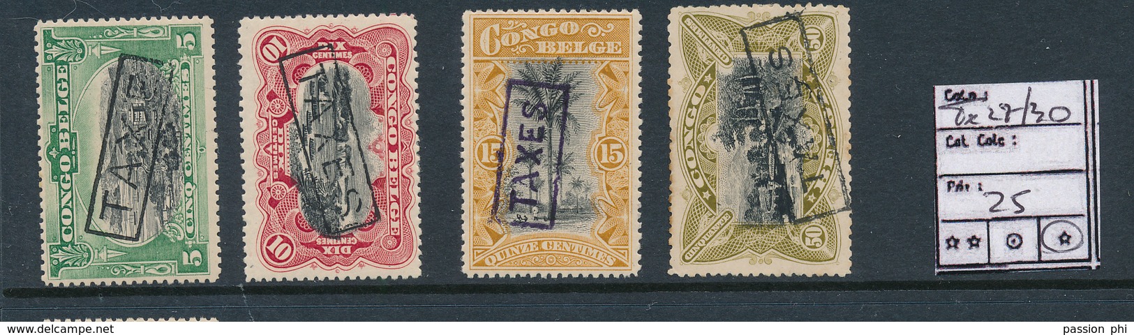 BELGIAN CONGO POSTAGE DUE COB TX27/30 CHARNIERE HINGED SCHANIEREN - Neufs