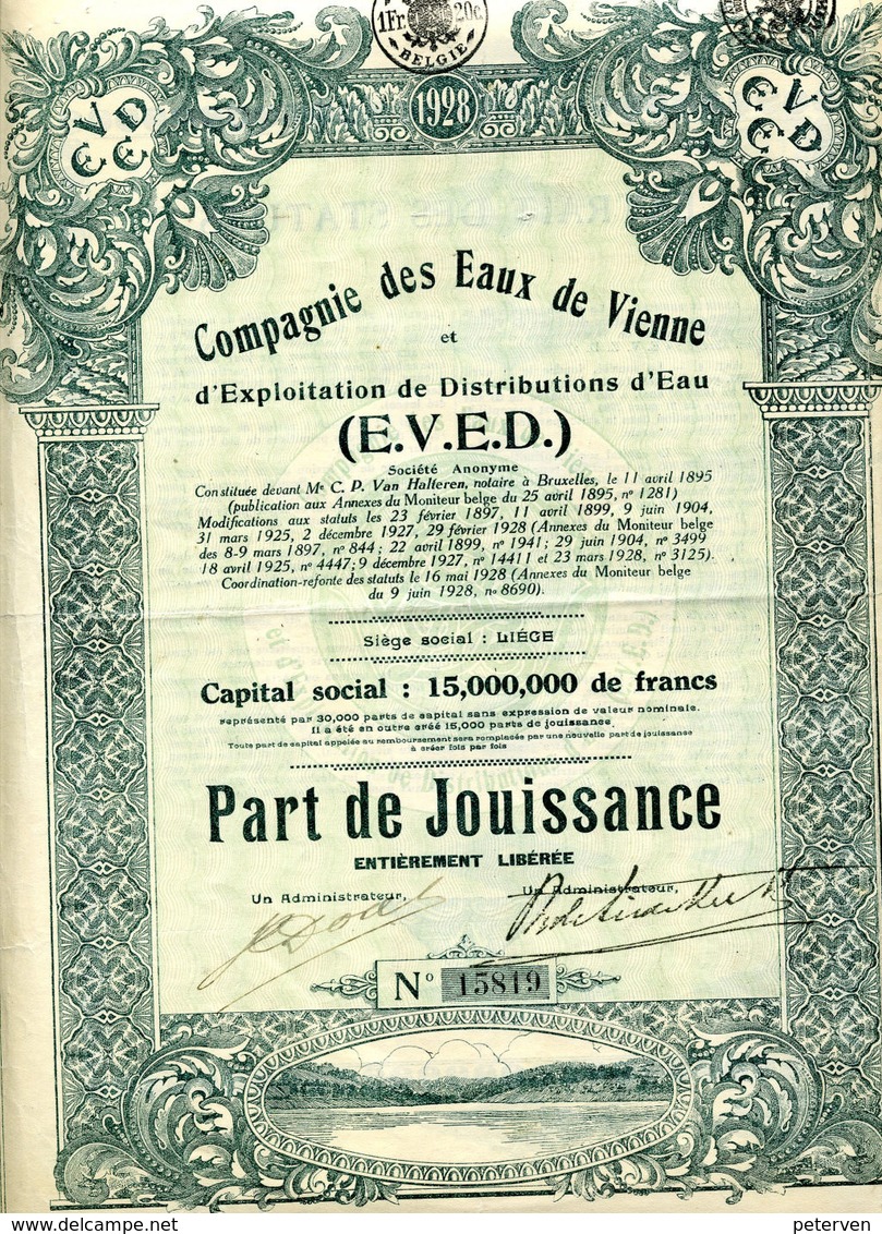 Compagnie Des  EAUX De VIENNE; Part De Jouissance - Eau