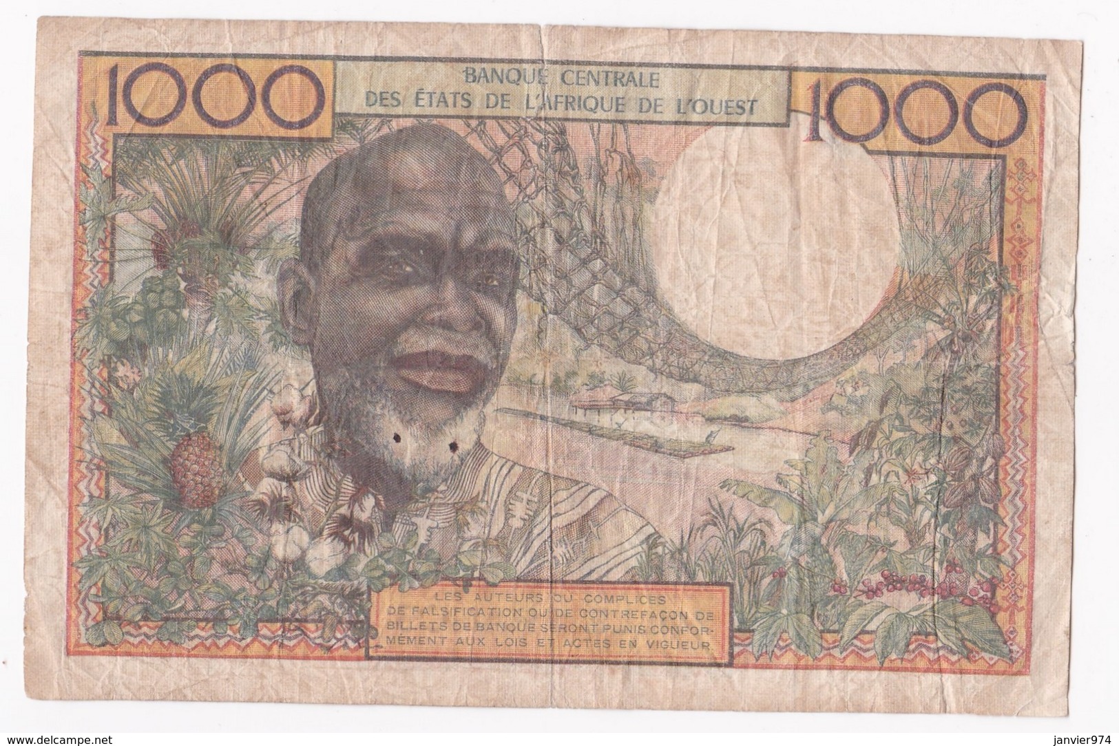 Côte D'Ivoire, 1000 Francs Type 1959-65, Alphabet A.147 A N° 70626 - Elfenbeinküste (Côte D'Ivoire)