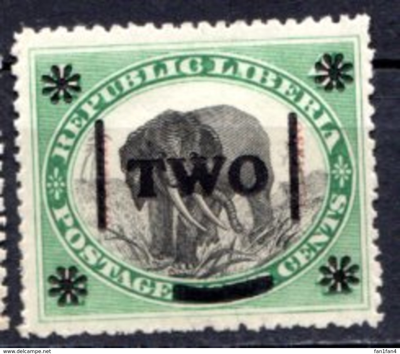 LIBERIA (République) - 1904 - N° 80 - Two S. 4 C. Vert Et Noir - (Eléphant) - Liberia