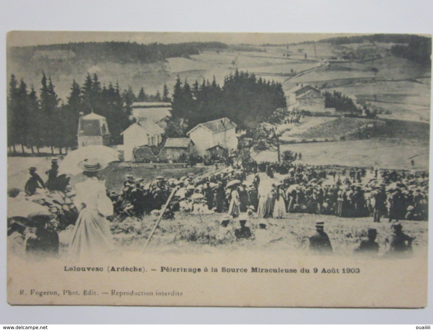 Cpa, Trés Belle Vue Animée, LA LOUVESC, Pélerinage à La Source Miraculeuse Du 9 Août 1903 - La Louvesc