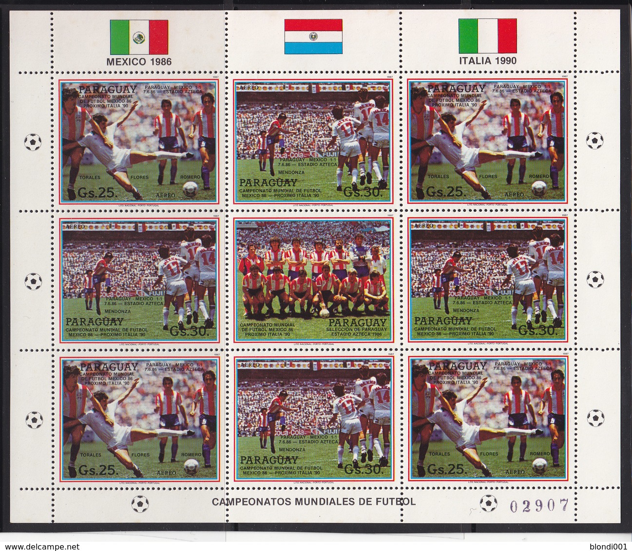 Soccer World Cup 1986 - PARAGUAY - Sheet MNH** - 1986 – Mexico