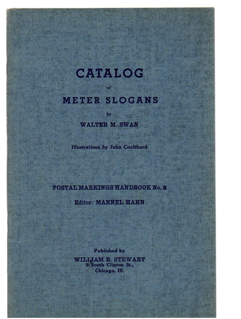 Catalog Of Meter Slogans By  Swan         1939 - Oblitérations Mécaniques