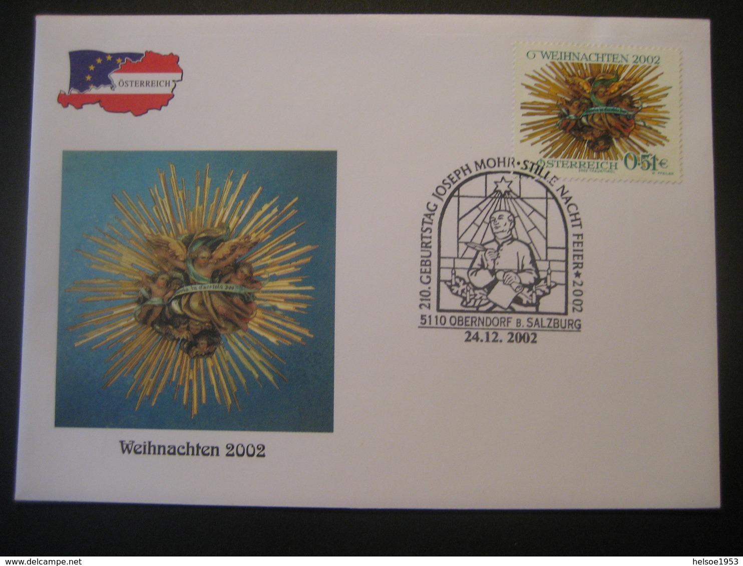 Österreich- Oberndorf 24.12.2002, Stille Nacht Feier - Storia Postale