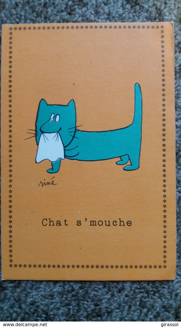 CPSM CHAT ILLUSTRATEUR SINE CHAT S MOUCHE MOUCHOIR HUMOUR ED PULCINELLA - Chats