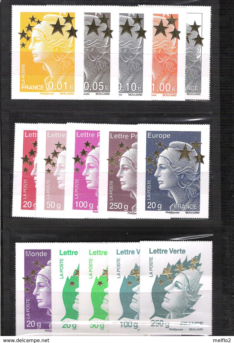 2012 -   TYPE MARIANNE De L'EUROPE    -    N° 4662A à 4662Q  -  MAXI MARIANNES  " ETOILE D'OR " - COTE 150 Euros - Unused Stamps