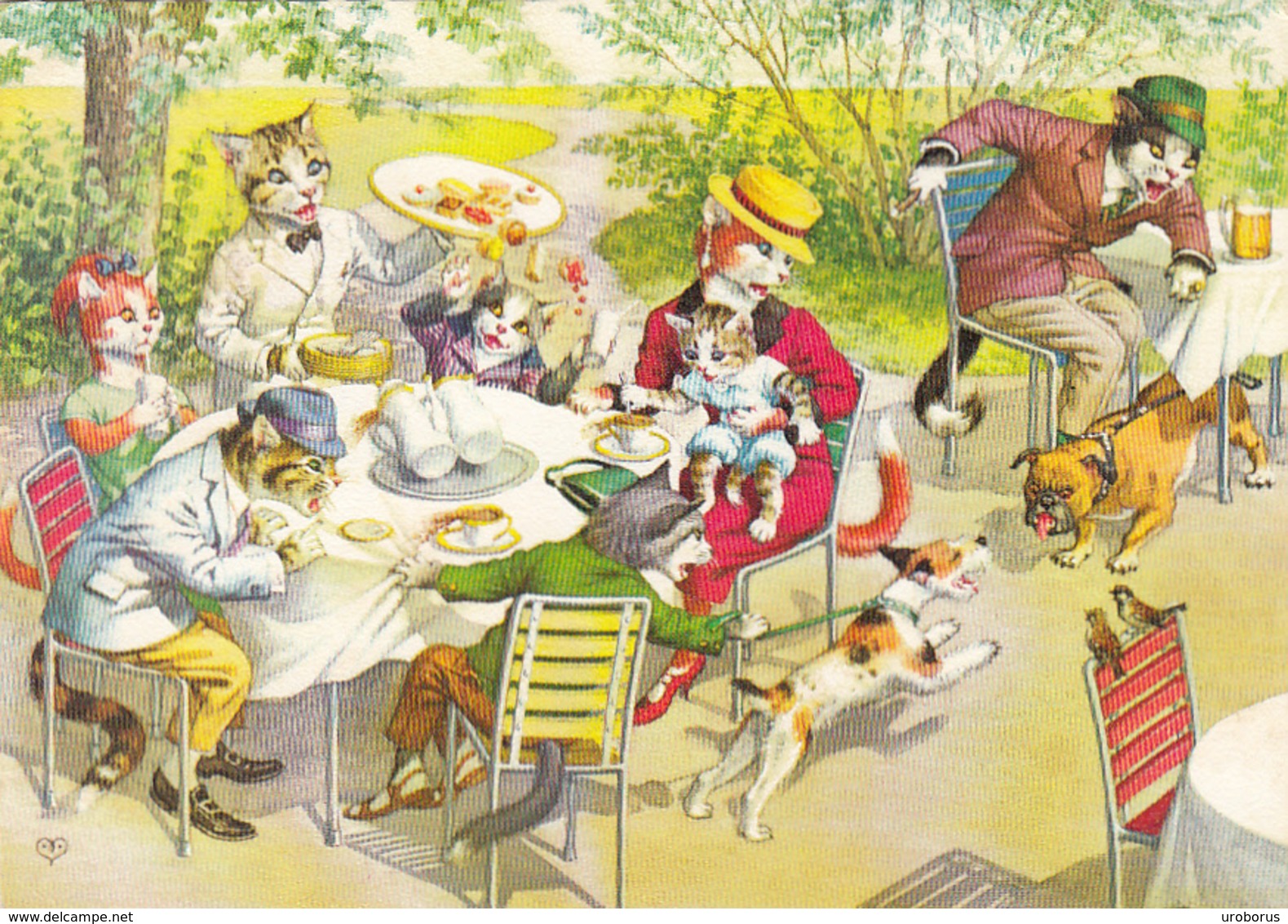CATS - Humour - Chats Humanise - Lunch In Park - Printed In Belgium - Chats