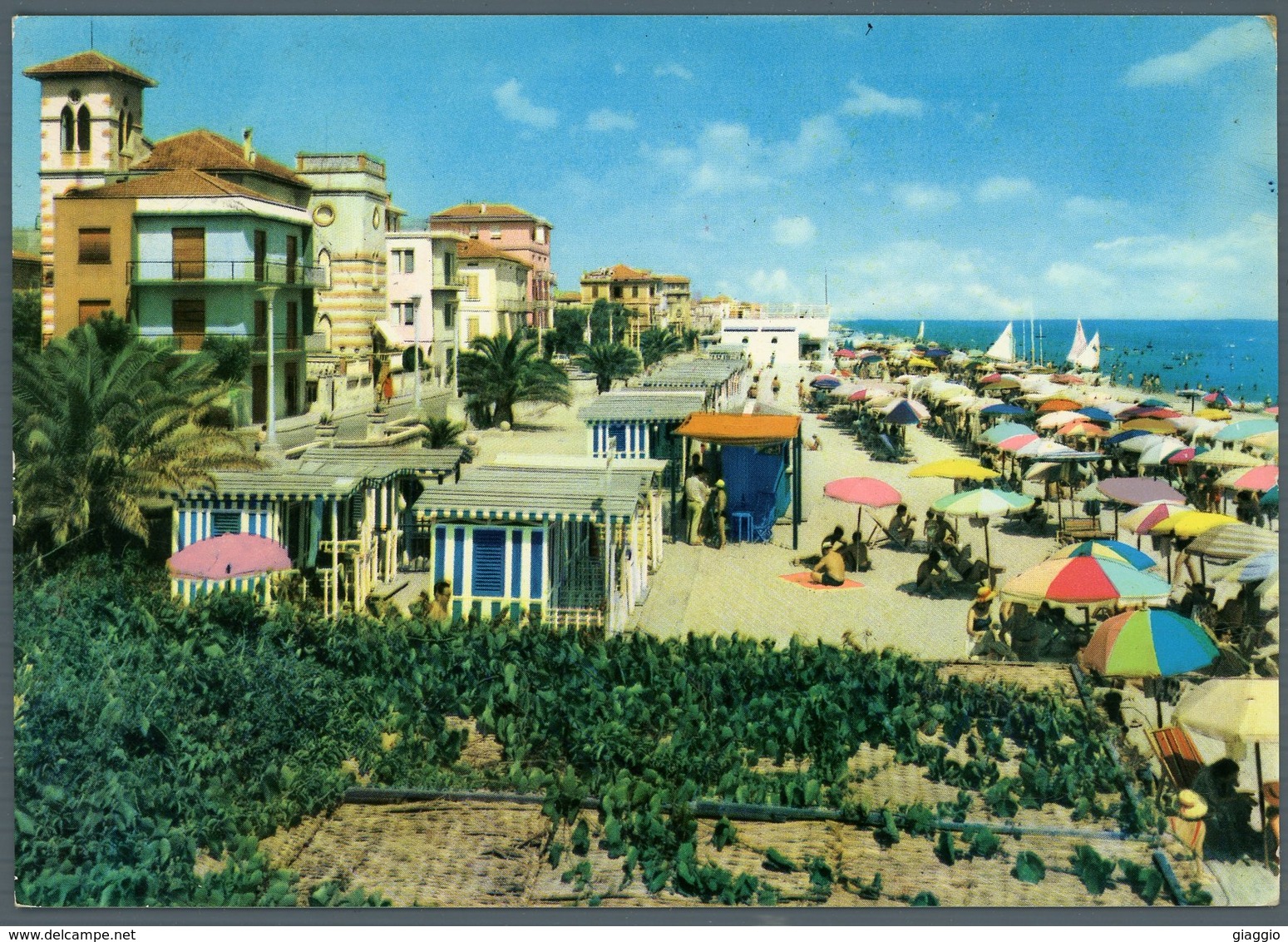 °°° Cartolina - Porto S. Giorgio La Spiaggia Viaggiata °°° - Ascoli Piceno