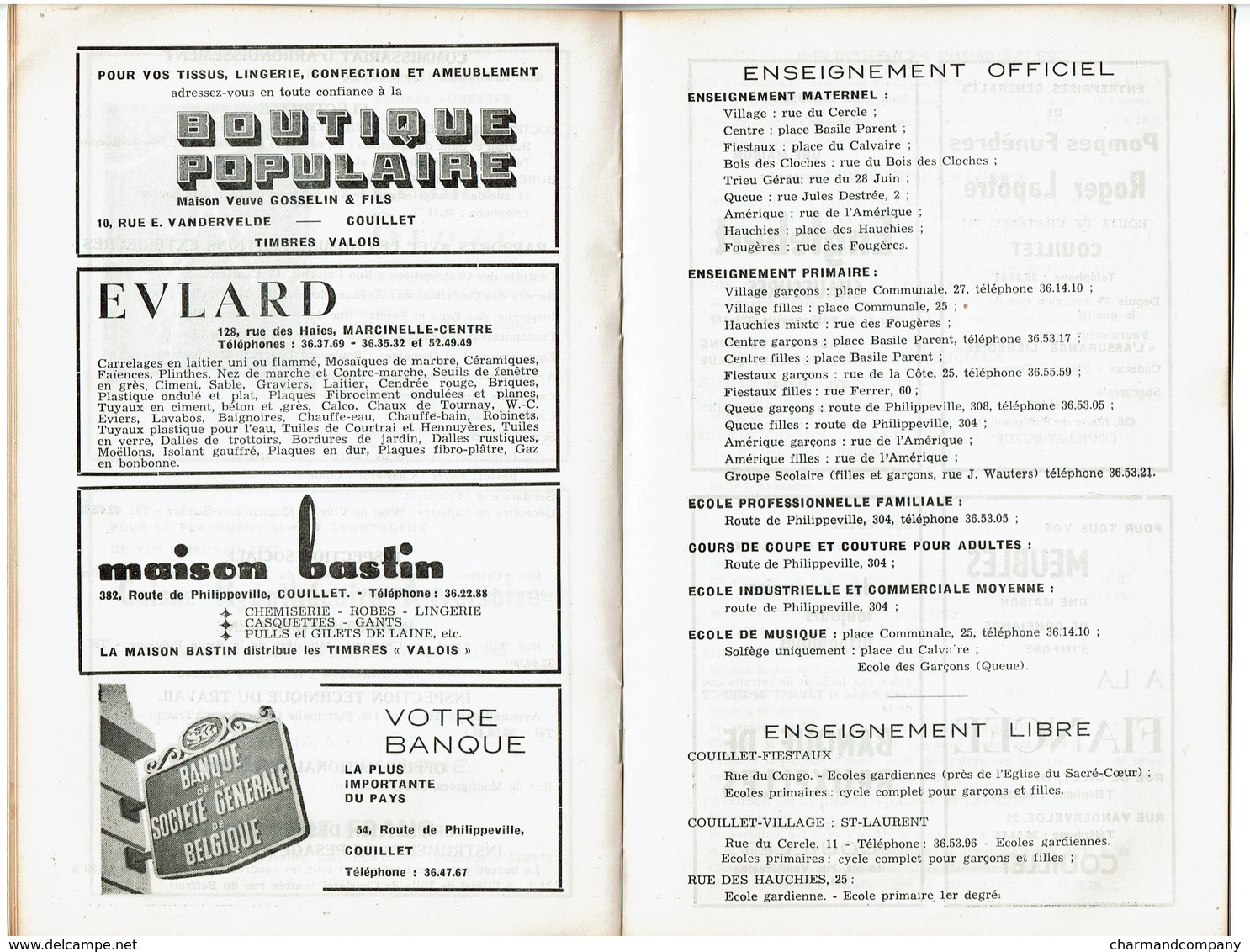 1962 - Connaissons Notre Couillet - Publicités, ... Horaires Des Tramways STIC 24 Pages + Plan - 4 Scans - Dépliants Touristiques