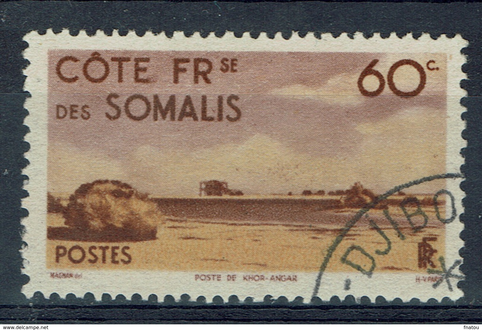 French Somali Coast, 60c., Khor-Angar, 1947, VFU - Usati