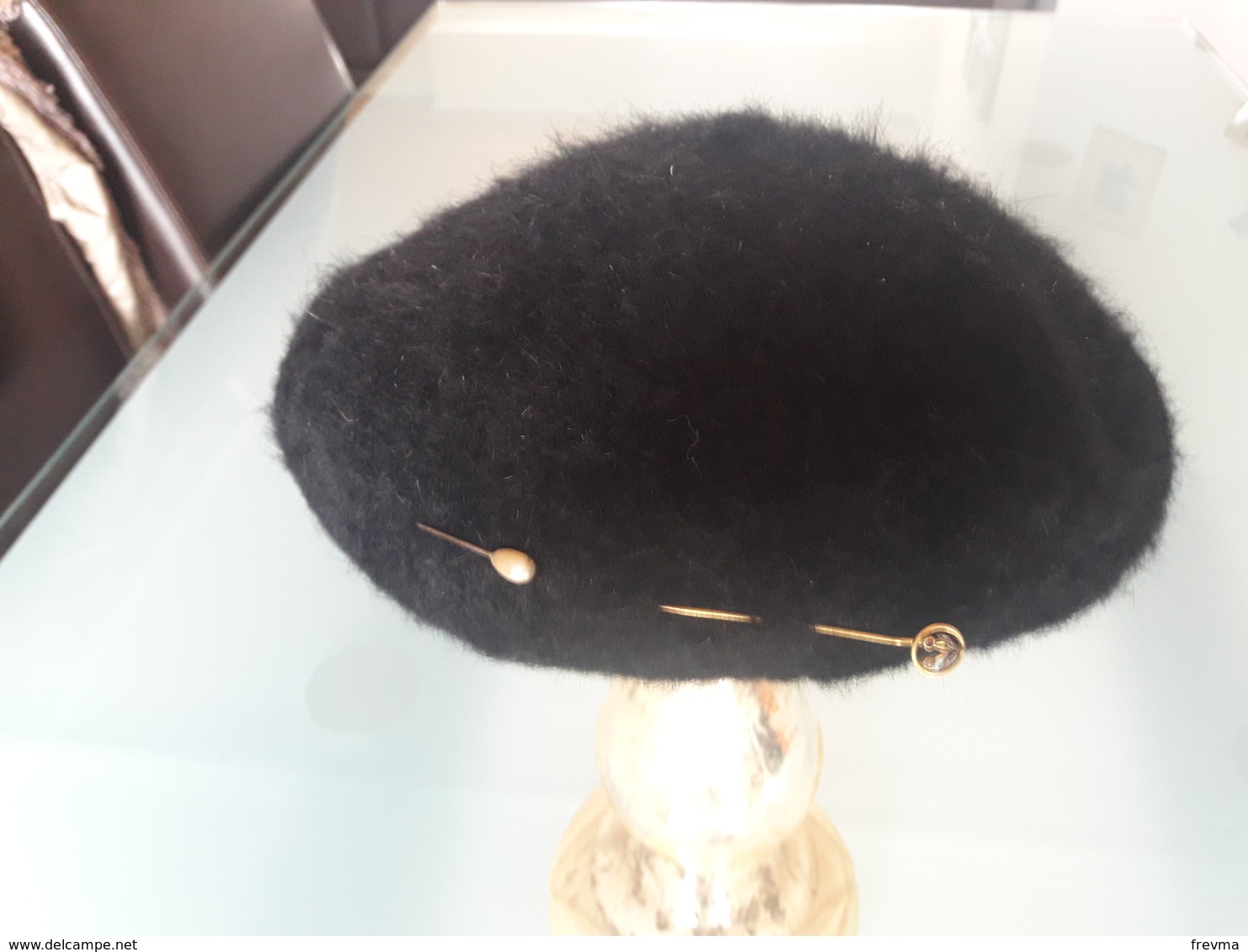 Beret Femme Noir Fourrure Année 1940 Tour De Tete 54 Cm - 1940-1970