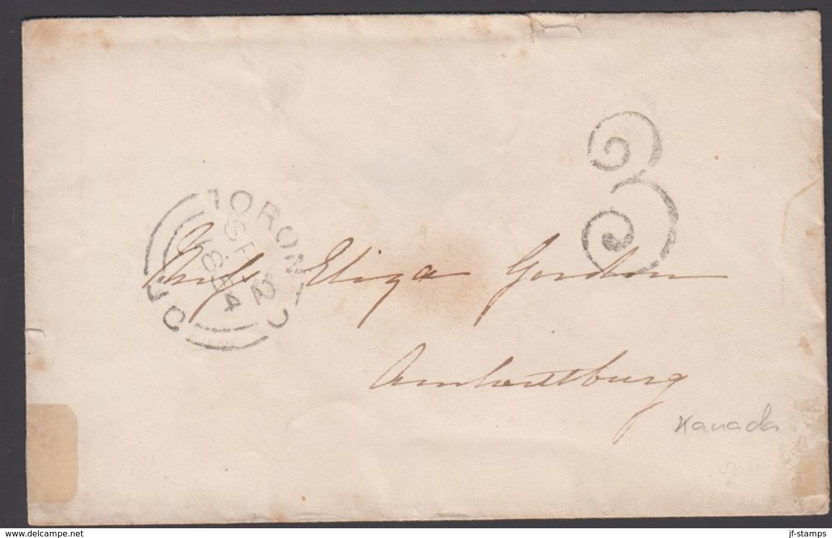 1854. 3 CENTS TORONTO SP 2 1854 To AMHERSTBURG SEP 5 1854 In Blue.  () - JF304883 - Briefe U. Dokumente
