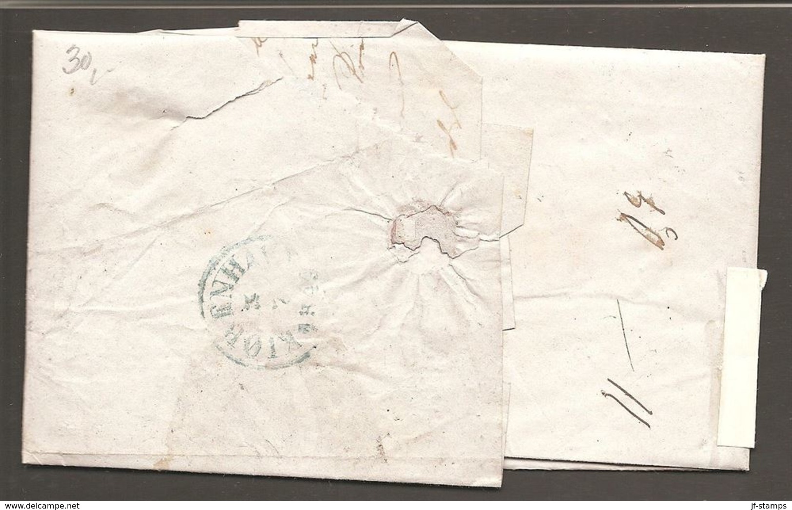 1849. Cover To Nakskov From København 3-7. Postage Marking In Brownred. () - JF100235 - ...-1851 Prefilatelia